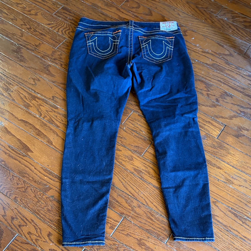 True Religion Indigo Skinny Jeans With Contrast Stitching